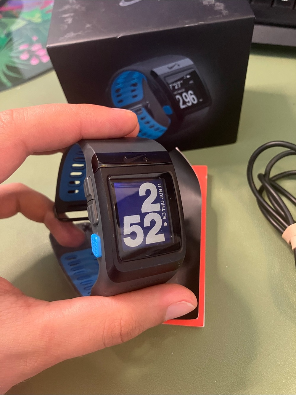 Nike Digital Running Watch in Black with Blue Strap